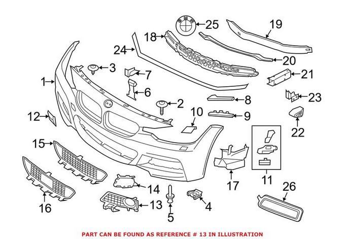 BMW Fog Light Trim = Front Passenger Side 51118057324